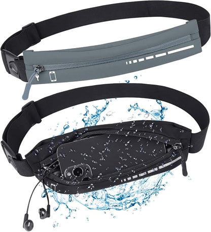 2 PCS Slim Running Belt Fanny Pack Running Phone Holder Runners Pouch Waist Pack for Workout Money Belt Running Gift Gear Accessories for Women Men Walking Hiking Cycling