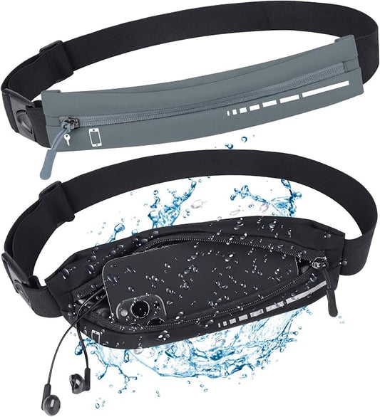 2 PCS Slim Running Belt Fanny Pack Running Phone Holder Runners Pouch Waist Pack for Workout Money Belt Running Gift Gear Accessories for Women Men Walking Hiking Cycling