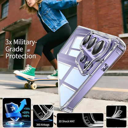 for Samsung Galaxy S26 Plus Case: Clear Phone Case with Built-in Camera Lens Protector,Slim Anti-Yellowing, Rugged Shockproof Transparent Cover for Galaxy S26+ Plus,Crystal Clear