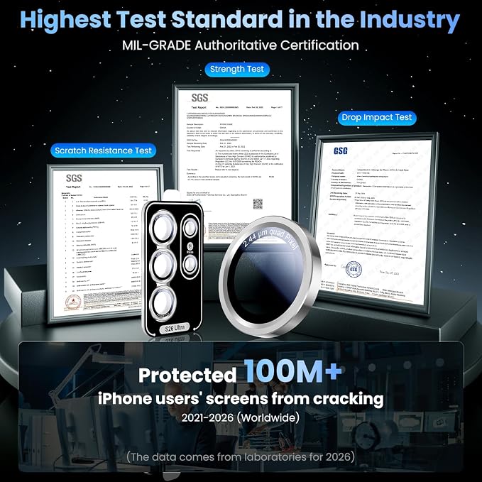 Uyiton for Samsung Galaxy S26 Ultra Camera Lens Protector - [Case-Friendly][Not Easy to Break][Ultra-Thin] Military-Grade Tempered Glass with Aluminum Metal Rear Camera Screen Cover - White