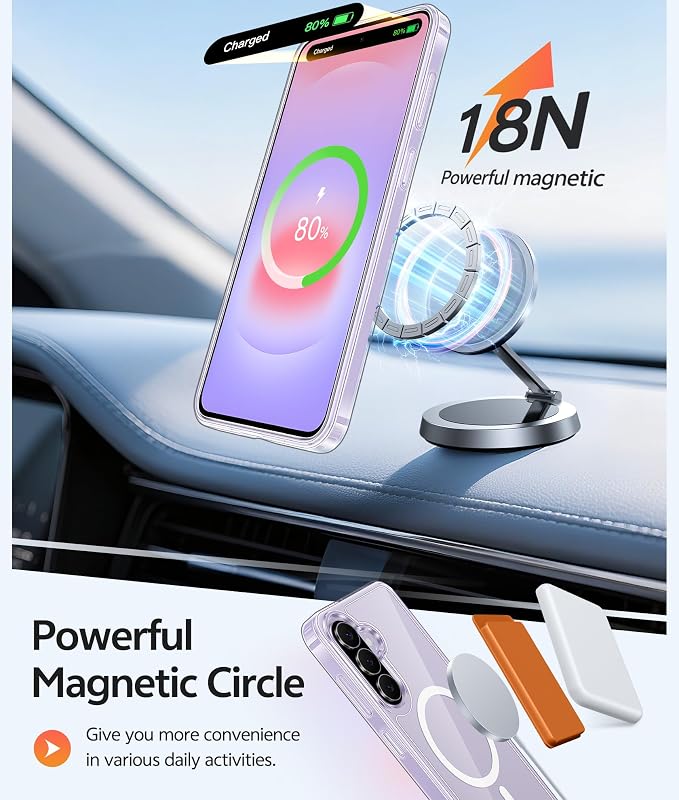 FNTCASE for Galaxy A37/A36 5G Phone Case, Fit for Magsafe, Screen Protector | Anti Yellowing Magnetic Back, 14FT Military Grade Drop Protection, Shockproof Protective, for Samsung A37 Cover, Transparent