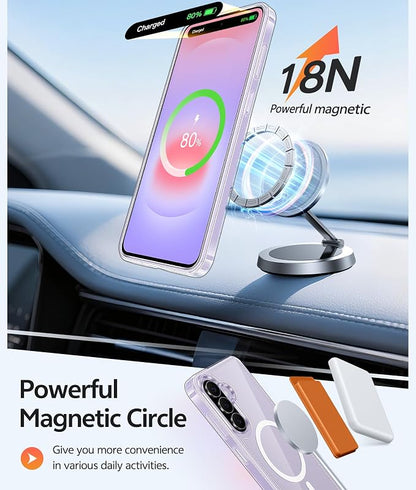 FNTCASE for Galaxy A37/A36 5G Phone Case, Fit for Magsafe, Screen Protector | Anti Yellowing Magnetic Back, 14FT Military Grade Drop Protection, Shockproof Protective, for Samsung A37 Cover, Transparent