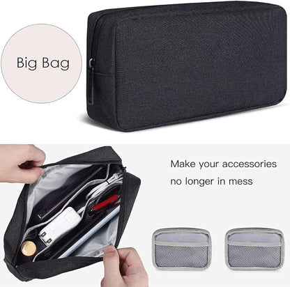 CAAORDKSO Electronics Accessories Case, Electronic Organizer Travel Cable Accessories Bag, Portable Waterproof Storage Bag for Hard Drive,Power Bank,Chargers,Mouse,Various Accessories(Small+Big-Black)