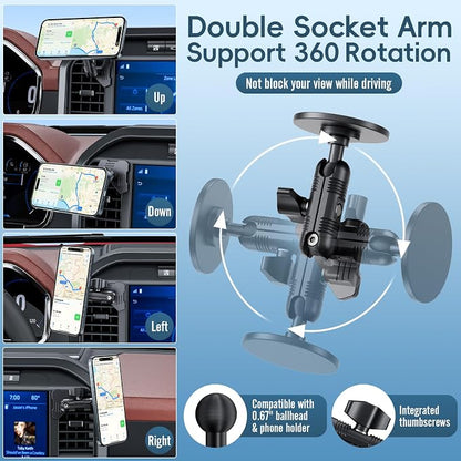 Car Vent Magnetic Phone Mount Compatible with 2021-2025 Ford F-150, 2022-2024 F-150 Lightning XL & PRO,2023-2025 Ford Super Duty, Metal Cell Phone Holder Cradles Bracket Stand for All Smartphones