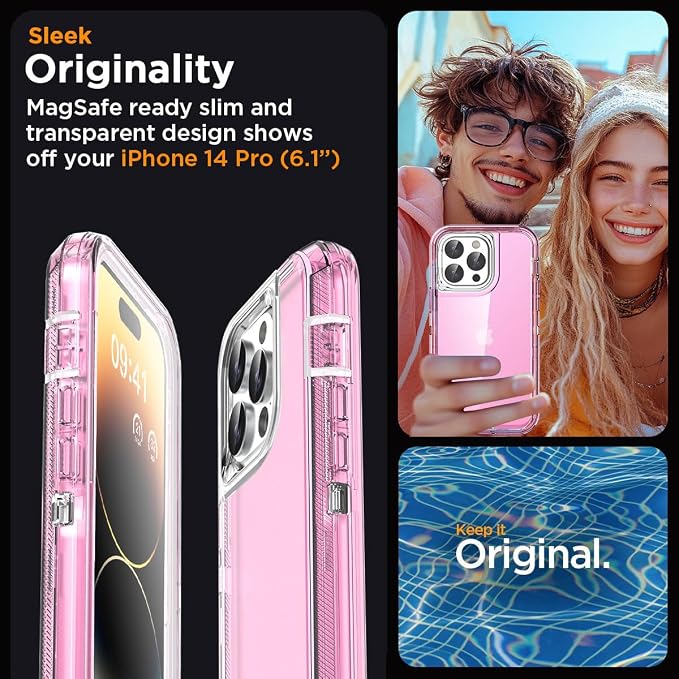 AICase for iPhone 14 Pro Case Clear 3 in 1 Heavy Duty Drop Protection Full Body Rugged Shockproof/Dust Proof 3-Layer Military Protective Tough Durable Cover for iPhone 14 Pro 6.1"_2