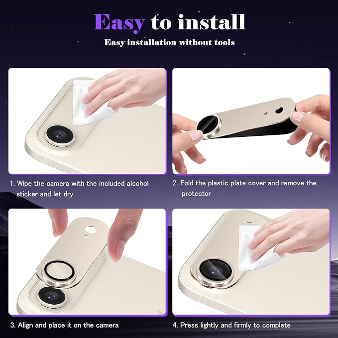 Camera Lens Protector for iPhone Air (iPhone 17 Air) Camera Lens Protector [Strong Adsorption] [Not Easy to Break] Metal Tempered Glass Rear Camera Screen Cover - Light Gold