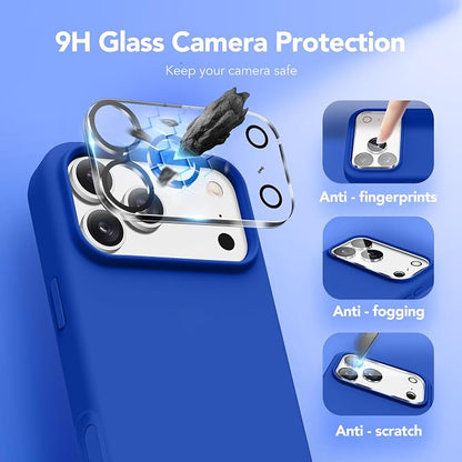 GONEZ Magnetic for iPhone 17 Pro Max Case, Compatible with MagSafe, [Screen Protector + Camera Lens Protector], Liquid Silicone Anti-Scratch Shockproof Protective Phone Case 6.9 inch, Klein Blue
