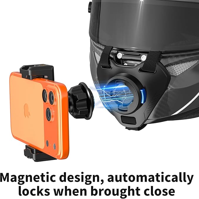 Magnetic Motorcycle Helmet Chin Strap Mount with Phone Holder, Elastic Strap Helmet Chin Mount for iPhone 17 16 15 14 13 Pro Max and More Smartphones