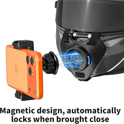 Magnetic Motorcycle Helmet Chin Strap Mount with Phone Holder, Elastic Strap Helmet Chin Mount for iPhone 17 16 15 14 13 Pro Max and More Smartphones