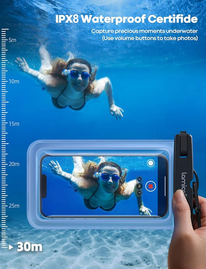 Lamicall Waterproof Phone Pouch Case - [2 Pack][Easy Lock & Heavy Duty] IPX8 Water Proof Cell Phone Dry Bag for Beach, Gift Protector for iPhone 17 16 15 14 13 12 11 Pro Max Plus Air, Galaxy S25, 4-7"
