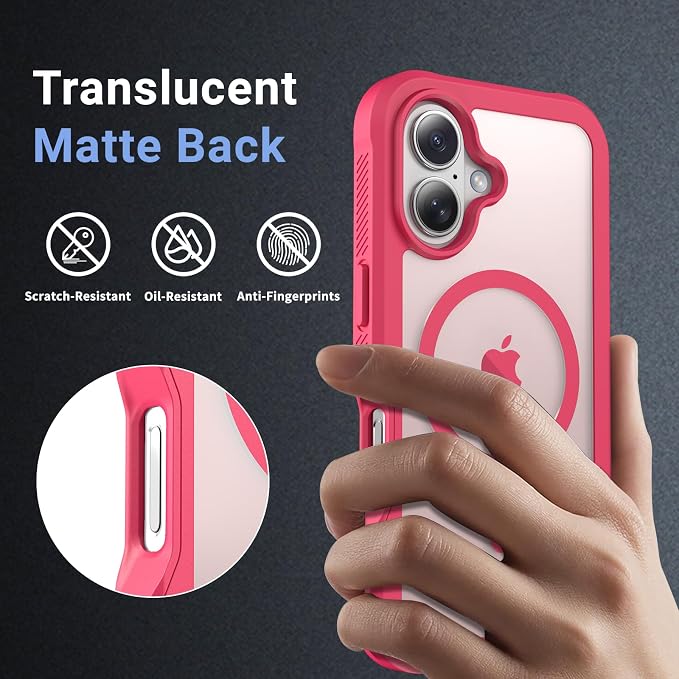 jaroco Magnetic for iPhone 17 Case, [Compatible with MagSafe][Military Grade Drop Protection][Heavy Duty Protection][Non-Slip][Shockproof] 2-Layer Durable Bumper Phone Case 6.3''-Rose