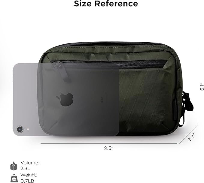 ALPAKA Elements Tech Case Max Tech Pouch 2.3L Cable Bag Green X-Pac VX21 | Weatherproof Fabric, YKK Aquaguard Zipper, Detachable Shoulder Strap, Ideal for Electronics & Accessories, Daily Work Travel