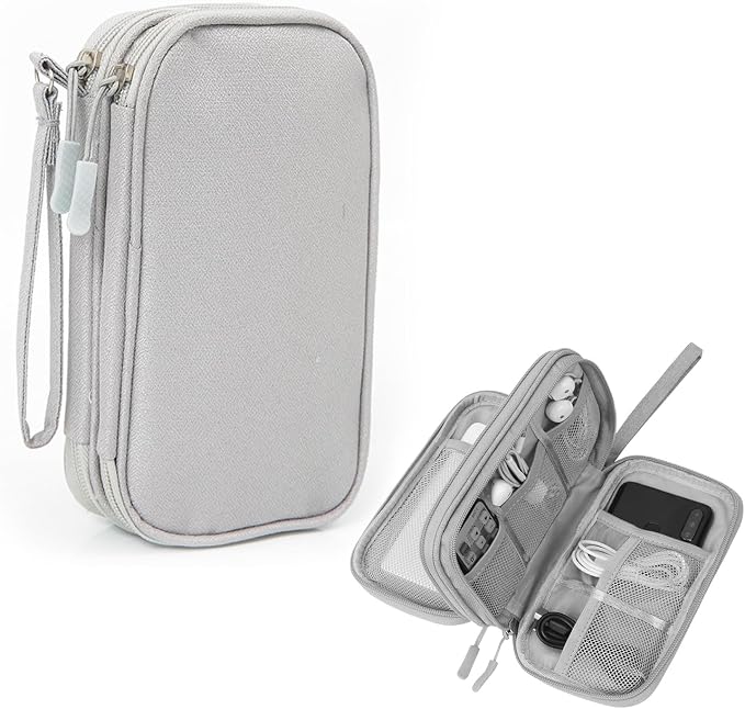 Electronic Organizer Travel Case Water Resistant Cord Pouches for Organization,Cable Organizer,All-in-One Double Layers Storage Bag for Accessories,Charger, Cable