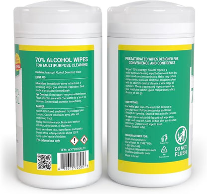 Wipex 70% Isopropyl Alcohol Wipes for Electronics - 80ct Large Lint Free IPA Wipes in Sealed Canister to clean Surfaces, Electronics, Computer Screens, Glasses, 80 Count (Pack of 3)