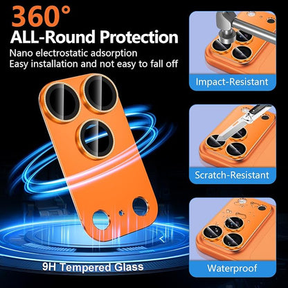 for iPhone 17 Pro Camera Lens Protector, [Military Grade Shatterproof] [Strong Adsorption] [Case Friendly] Full Coverage Metal Aluminum Alloy 9H Tempered Glass Camera Screen Cover, Cosmic