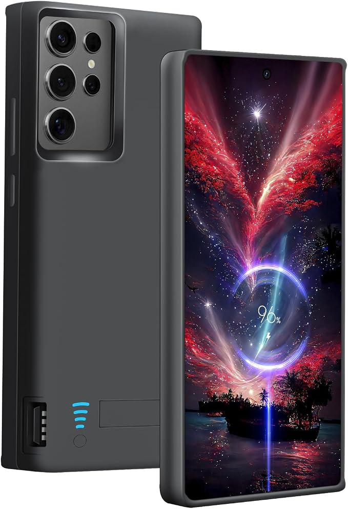 Battery Case for Samsung Galaxy S24 Ultra, 5000mAh Rechargeable Extended Battery Charging Charger Case, Add 100% Extra Juice, Not Compatible with S24 or S24+ (6.8 Inches) Black