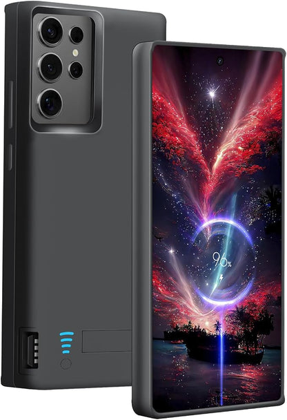 Battery Case for Samsung Galaxy S24 Ultra, 5000mAh Rechargeable Extended Battery Charging Charger Case, Add 100% Extra Juice, Not Compatible with S24 or S24+ (6.8 Inches) Black