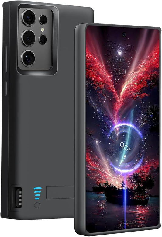 Battery Case for Samsung Galaxy S24 Ultra, 5000mAh Rechargeable Extended Battery Charging Charger Case, Add 100% Extra Juice, Not Compatible with S24 or S24+ (6.8 Inches) Black