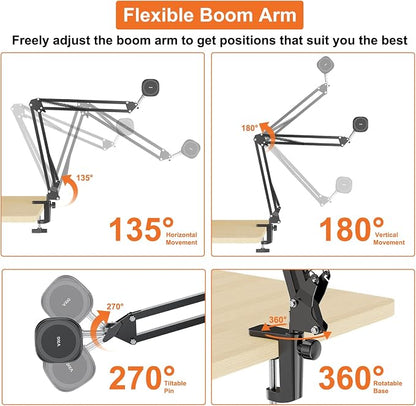 VRIG Overhead Phone Mount Stand with Magsafe, Articulating Arm Cell Phone Holder for Desk, Cell Phone Holder for Live Streams, Zoom Calls, Online Teaching, Selfies, Remote Working