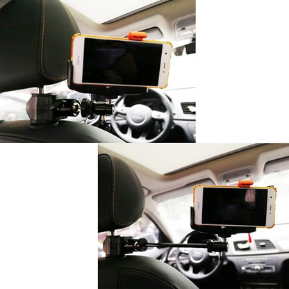3in1 Universal Heavy Duty Car Headrest Mount Holder for Camcorder/Action Camera/Smartphone with Dual Adjustable Positions and 360° Rotation, Black