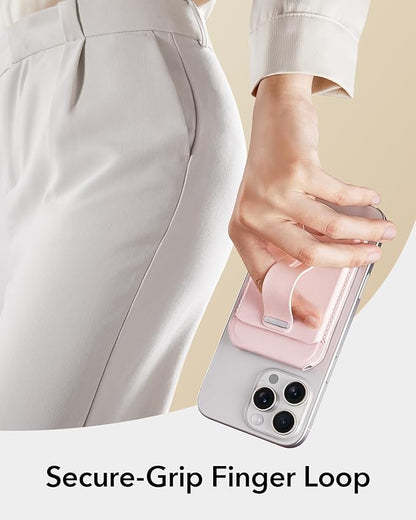 ESR Aura for MagSafe Wallet Stand with Grip, RFID Blocking, MagSafe Ring Included, 5 Card Holder Magnetic Wallet for iPhone 17e/17/16/15/14/13/12 (Not for 13/12 Mini), Selected Samsung,Bubblegum Pink