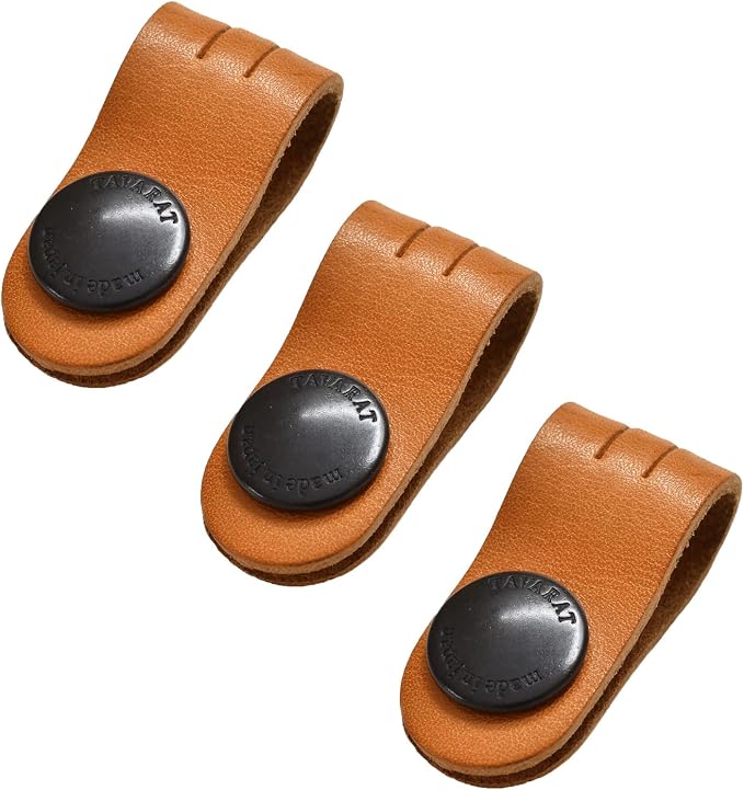 TAVARAT Cord Organizer, Cable Organizer, Charger Organizer, made in Japan, Genuine Leather, Cable Straps, Cable management, Cable Holder (Camel, set of 3)