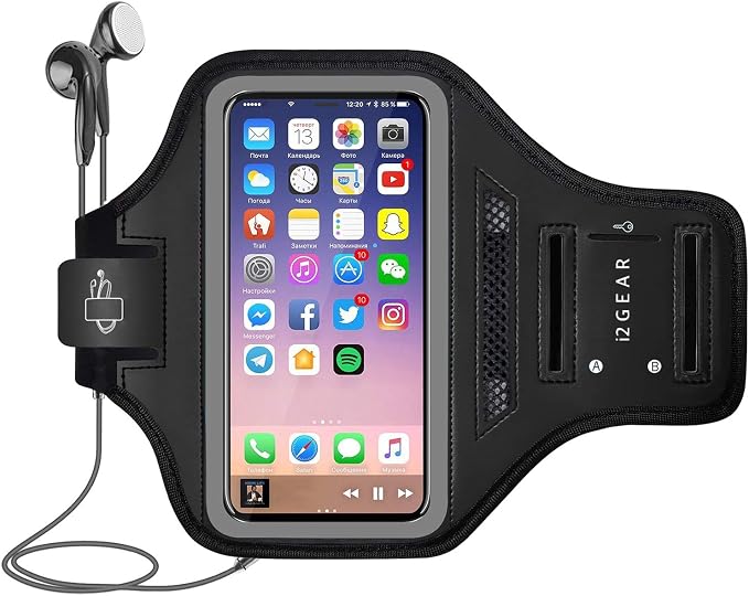 Cell Phone Armband Case for iPhone 15, 14, Pro with Adjustable Band & Key Holder for Running, Exercise and Recreation