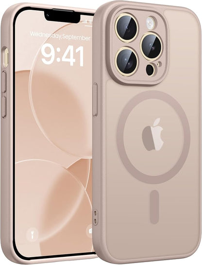 FNTCASE for iPhone 13 Pro Max Case: [Compatible with Magsafe] Translucent Matte Magnetic Phone Cover - Military Grade Drop Protection Shockproof Protective Cases - Desert Gold