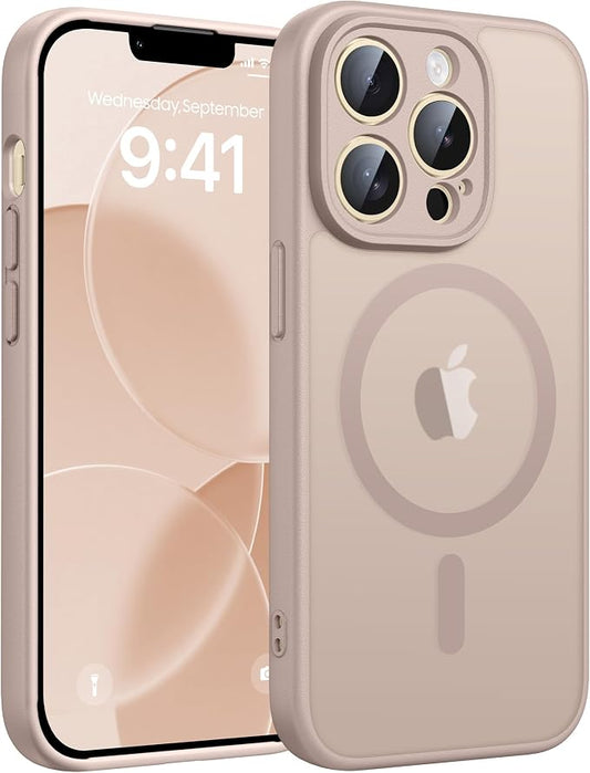 FNTCASE for iPhone 13 Pro Max Case: [Compatible with Magsafe] Translucent Matte Magnetic Phone Cover - Military Grade Drop Protection Shockproof Protective Cases - Desert Gold