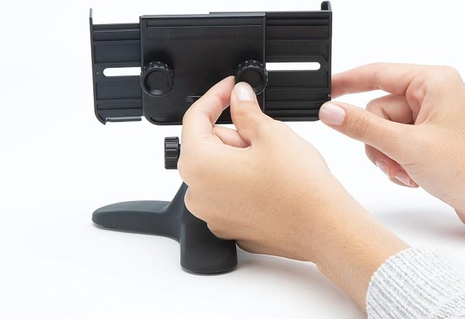WeatherTech DeskFone Two View Universal Phone Holder for Flat Surfaces, Office, Kitchen, Nightstand - Royal Blue Metal Knobs