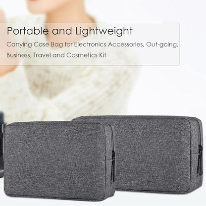 CAAORDKSO Electronics Organizer Travel Case, Travel Cable Organizer Pouch Electronic Accessories Carry Case Portable Waterproof Storage Bag for Hard Drive, Cord, Charger, Mouse (Small+Big, Dark Gray)