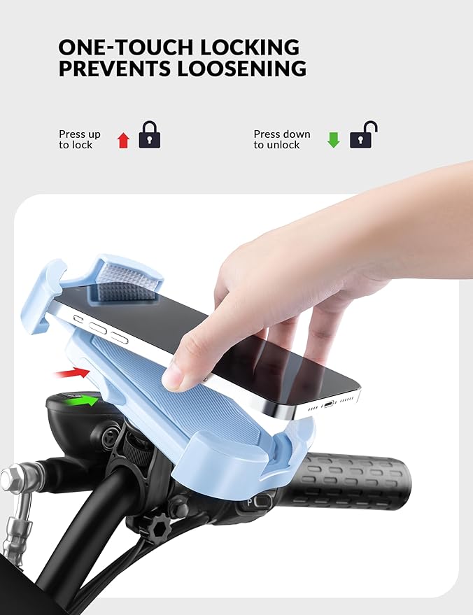 ROCKBROS Bike Phone Holder, Motorcycle Phone Mount with Security Lock, Adjustable for Bike, Motorcycle, Scooter, Suitable for 4.7'-6.8' Phone