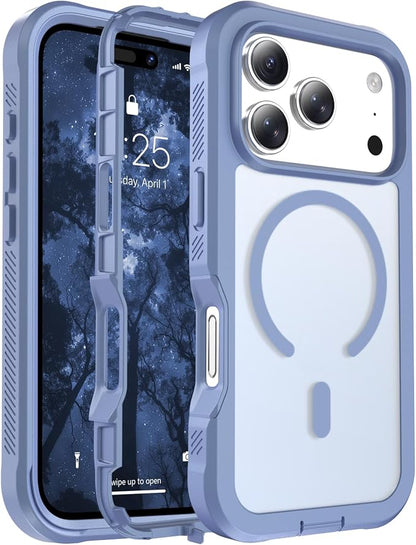 jaroco Magnetic for iPhone 17 Pro Case, [Compatible with MagSafe][Military Grade Drop Protection][Heavy Duty Protection][Non-Slip][Shockproof] 2-Layer Durable Bumper Phone Casee 6.3''-Blue Purple