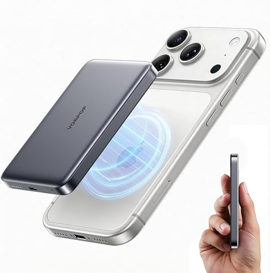 Portable Charger for iPhone, Ultra-Slim 10,000mAh Magnetic Power Bank, Fast Charging with USB C Cable, External Wireless Battery Pack for iPhone 17/16/15/14/13/12 Series Travel Essentials