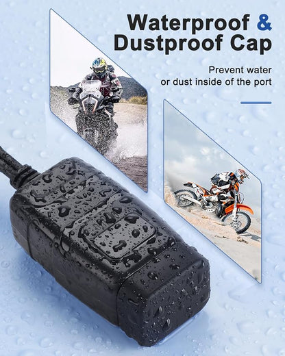 EXTRACTME Motorcycle USB Charger, 30W USB Type C PD & 24W QC3.0 Motorcycle Phone Charger with Voltmeter & ON/Off Switch, SAE to USB Motorcycle Accessories for Phone, Tablet, GPS, etc