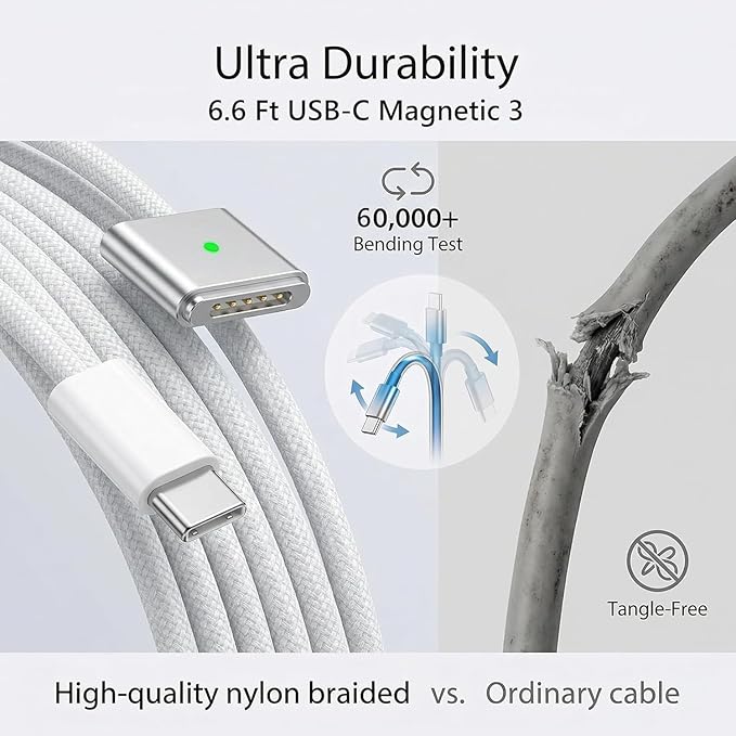 140W Mag 3 Charger, Mac Book Pro Charger, 140W USB-C Power Adapter, USB-C to Mag 3 Cable, Compatible with Mac Book Pro/Air 13/14/15/16 inch M1 M2 M3 M4 (Between 2021-2025)