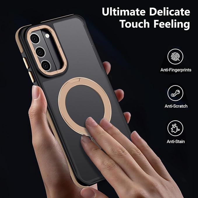 for Samsung Galaxy S21 Case, Magnetic Adjustable Ring Stand [Fit for Magsafe], [Military-Grade Shockproof Protection] Phone Case with Kickstand&Ring Holder 4 (Desert Gold)