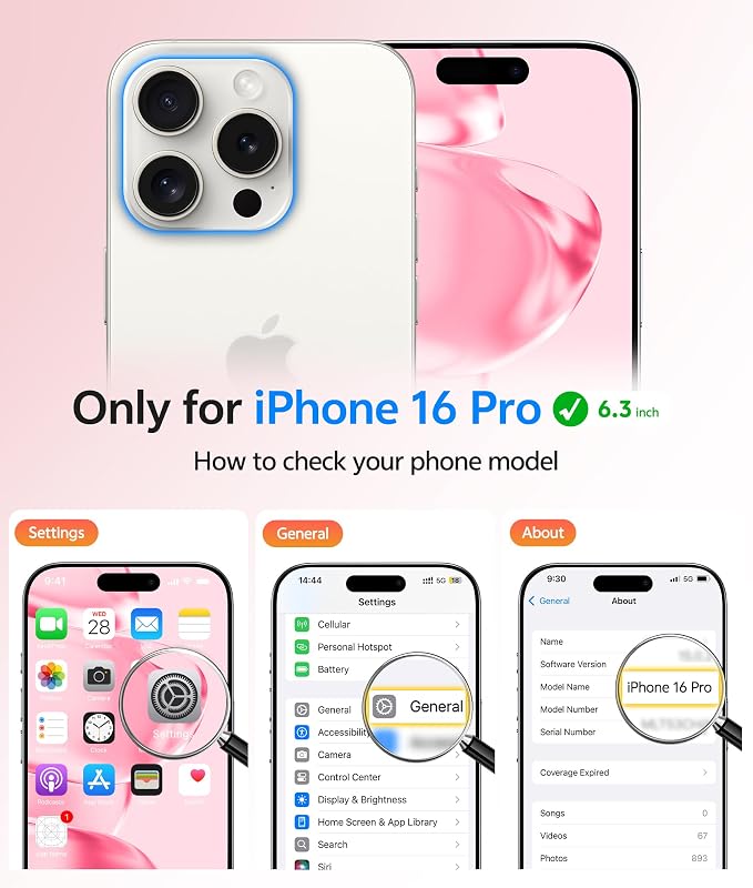 FNTCASE for iPhone 16 Pro Case: [Compatible with Magsafe] Translucent Matte Cases with [Full Camera Protection] [Screen Protector] Military Grade Shockproof Protective Phone Cover - Light Pink
