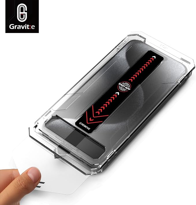 Gravit:e Screen Protector for iPhone, 9H Tempered Glass, Smart Installation Tool, Automatic Fine Dust Removal and Camera Protector 2 Pack (iPhone 16)