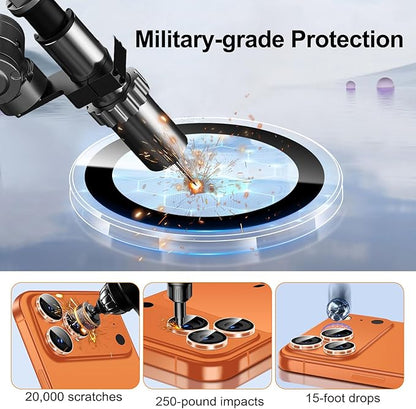 QHOHQ 3 Set Camera Lens Protector for iPhone 17 Pro Max/17 Pro/16 Pro Max/16 Pro/15 Pro Max/15 Pro, Individual Anti Shatter Lens Protector,[15FT Military Grade Protection],1-Second Auto-Install- Clear