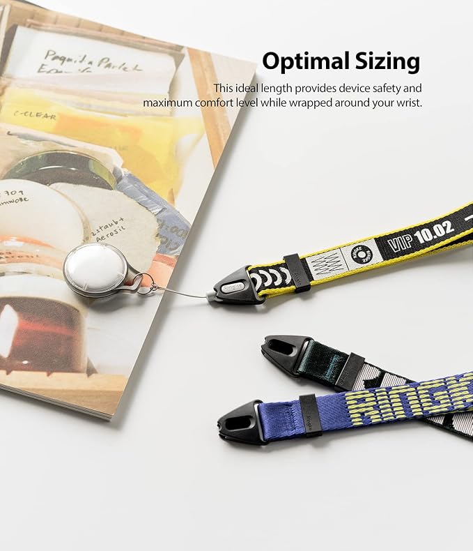 Ringke Hand Strap [Phone Wrist Strap] Designed for Camera Strap and Phone Strap, Adjustable Sturdy Universal Lanyard Compatible with Camera and Phone Case - Ticket Band Black