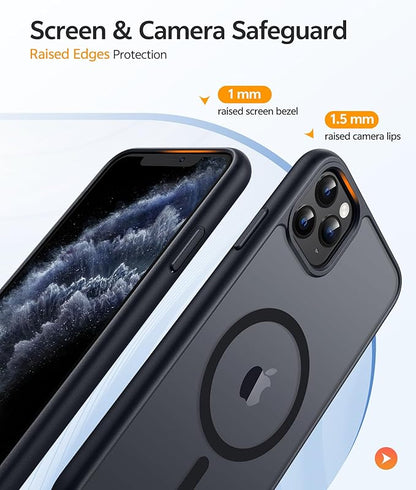 FNTCASE for iPhone 11 Pro Case: [Compatible with Magsafe] Translucent Matte Magnetic Phone Cover - Military Grade Drop Protection Shockproof Protective for iPhone 11Pro 2019 Cases - Black