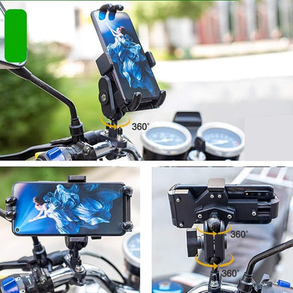 iMESTOU Aluminium Motorcycle Phone Mount U-Bolt Handlebar 1" Ball Stem Cellphone Holder 360 Rotating with Length Width Adjustable Universal for Max.7.2 inch Large Phones Sturdily