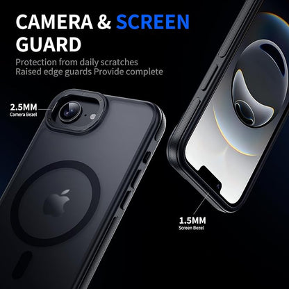 Strong Magnetic for iPhone 16E/17E Case [7X Military-Grade Protection for iPhone 16E Phone case] Compatible with fit MagSafe Shockproof Translucent Slim Thin Case for iPhone 16E/17E-6.1", Black