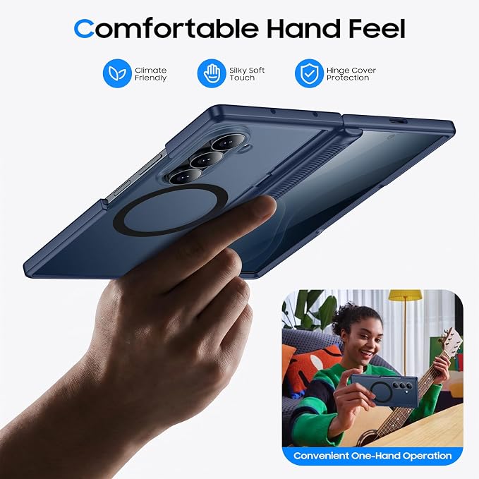 Red2Fire for Samsung Galaxy Z Fold 8 Ultra Case with Privacy Screen Protector, [Compatible with Magsafe], [Built-in Kickstand & Full Body Hinge Protection] Magnetic Slim Phone Case, Blue