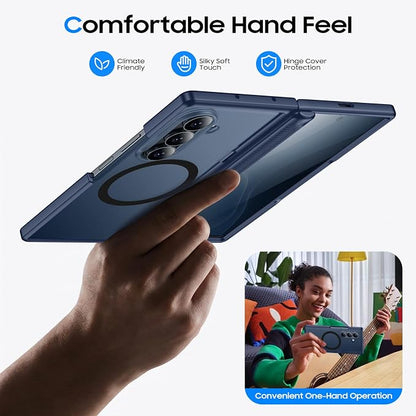 Red2Fire for Samsung Galaxy Z Fold 8 Ultra Case with Privacy Screen Protector, [Compatible with Magsafe], [Built-in Kickstand & Full Body Hinge Protection] Magnetic Slim Phone Case, Blue
