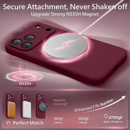 FireNova Magnetic for iPhone 17 Pro Case, Compatible with MagSafe, [Integrated Silicone Camera Control Button] [Camera Protection] Anti-Scratch Microfiber Lining Phone Case, 6.3", Plum