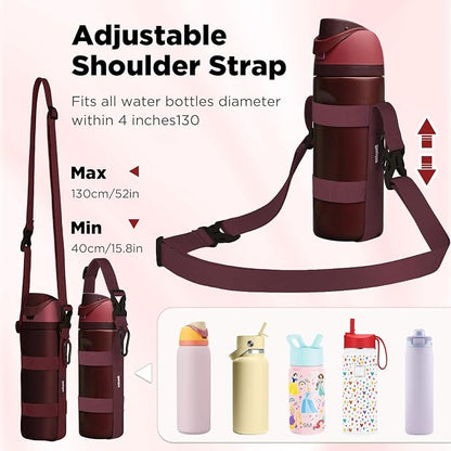 EasyAcc Water Bottle Holder Strap Sling, for Owala FreeSip 24 32 40 oz, Hydro Flask, Cirkul, Yeti, Stanley Flip, Universal Water Bottles, with Carabiner, for Walking Curise Travel (Bottle Excluded)