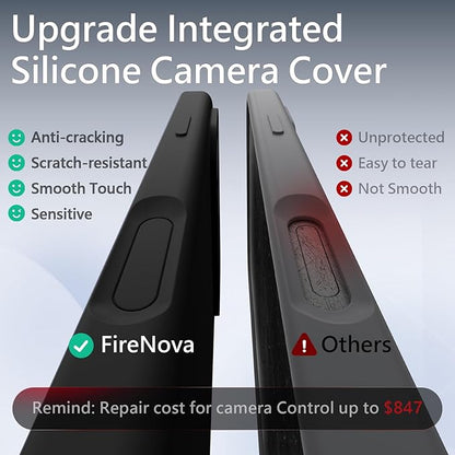 FireNova Magnetic for iPhone 17 Pro Case, Compatible with MagSafe, [Integrated Silicone Camera Control Button] [Camera Protection] Anti-Scratch Microfiber Lining Phone Case, 6.3", Black