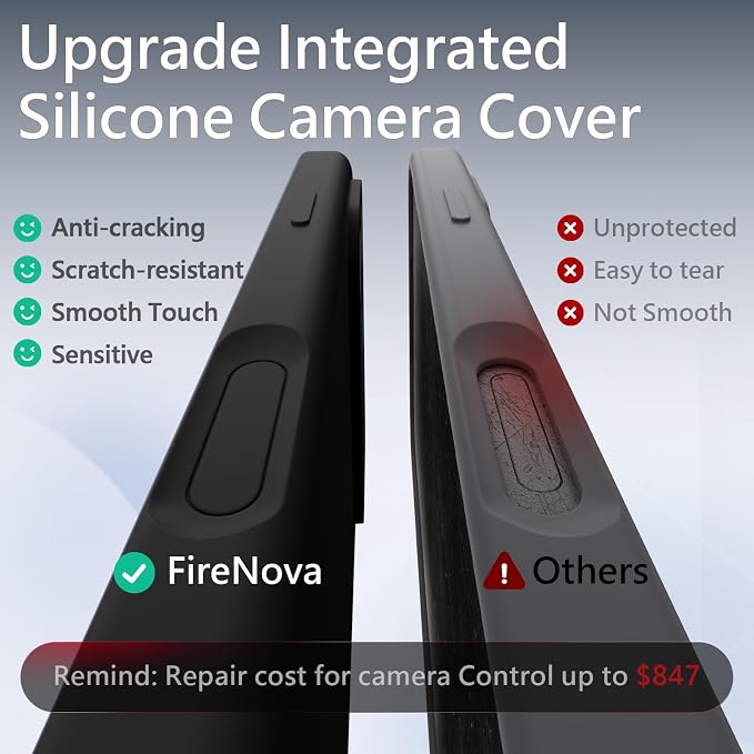 FireNova Magnetic for iPhone 17 Pro Max Case, Compatible with MagSafe, [Integrated Silicone Camera Control Button] [Camera Protection] Anti-Scratch Microfiber Lining Phone Case, 6.9", Black